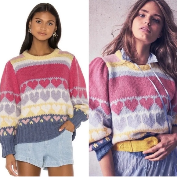 Colorful Heart Pattern Sweater - Picture 2 of 9